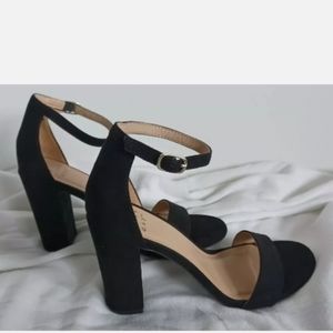 A New Day Women's Ema High Block Heel Open Toe Black Pumps